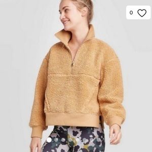 Joy Lab Cappuccino Sherpa Half Zip Pullover